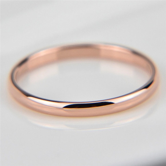 Jewelry - NWOT Rose Gold Thin Titanium Steel Ring Band